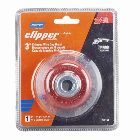 NORTON CLIPPER WIRE CUP BRSH CRMP RD 3 in. 70184609151